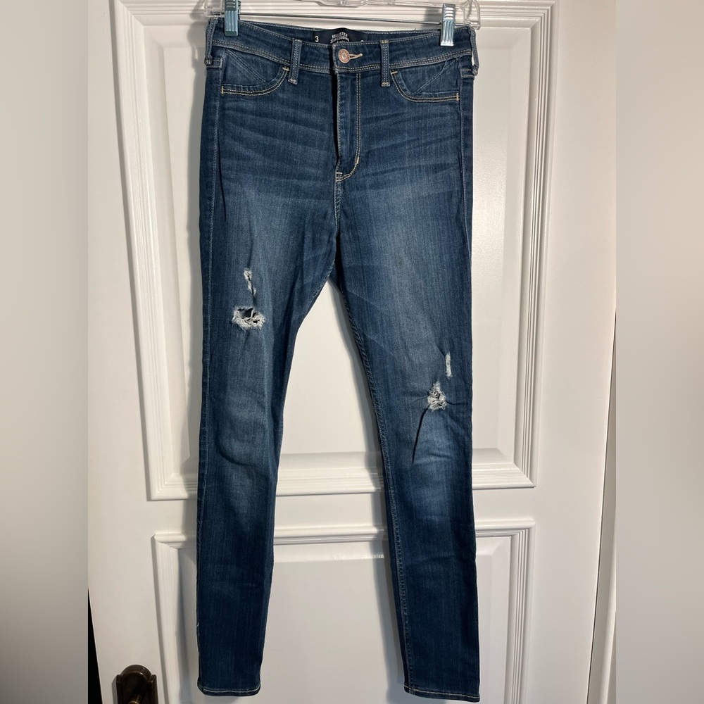 Hollister - High-Rise Ripped Dark Wash Jean Leggings - 3 - EUC